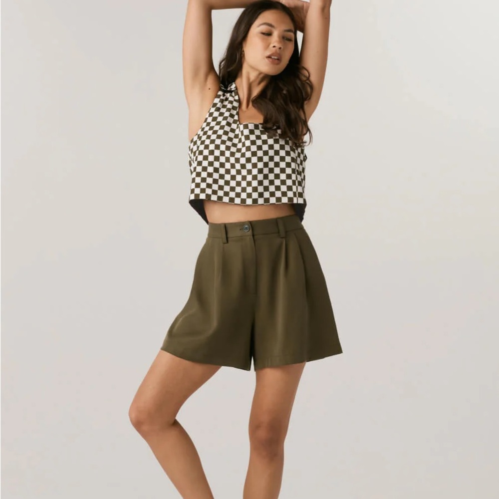 Olive Green Women's matching tank and shorts